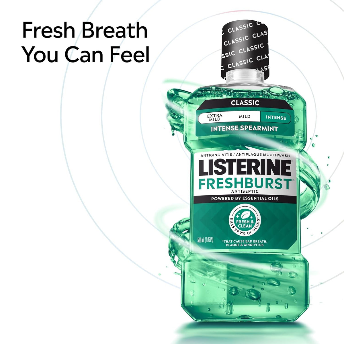 Listerine Freshburst Antiseptic Mouthwash, Spearmint, 500 mL