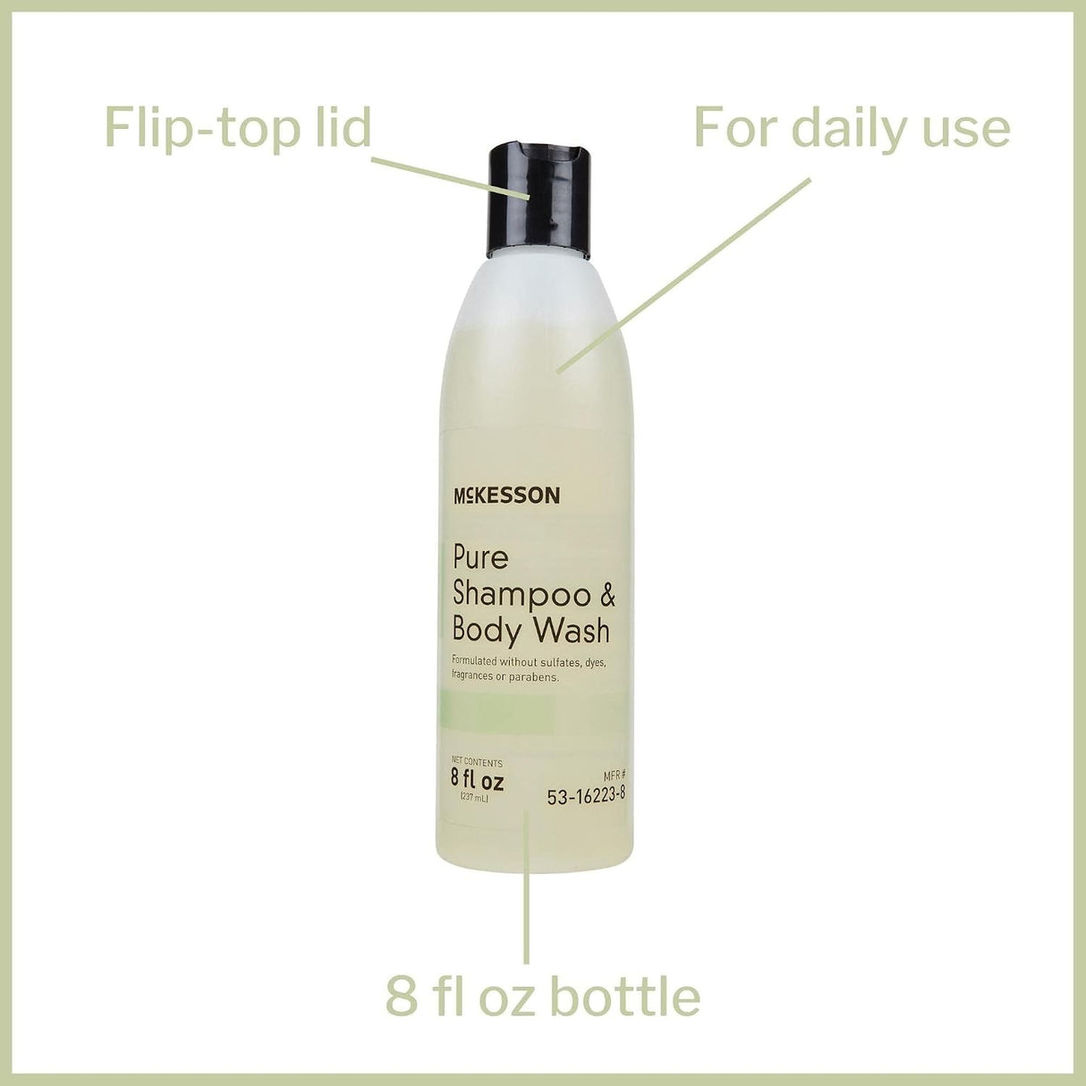 McKesson Pure Shampoo & Body Wash, Unscented, 8 fl oz