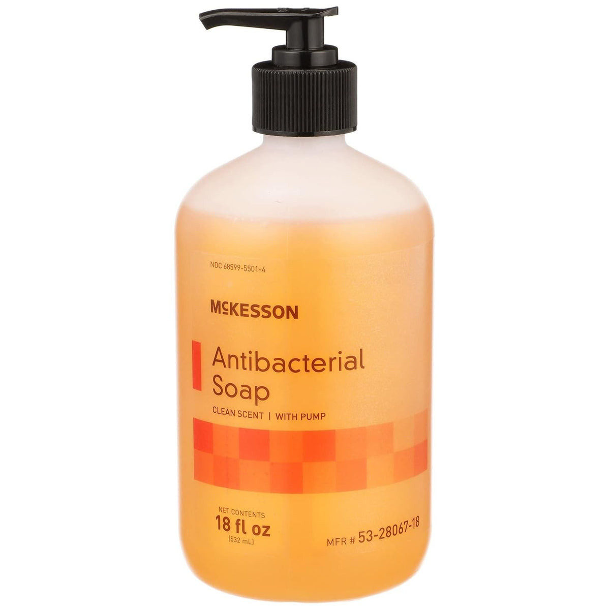 McKesson Antibacterial Soap Liquid with Pump, Clean Scent, 18 fl oz