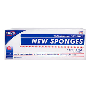 Dukal New Sponges Nonwoven, Non-Sterile, 4" x 4", 4-Ply - 6114 - LL Medico