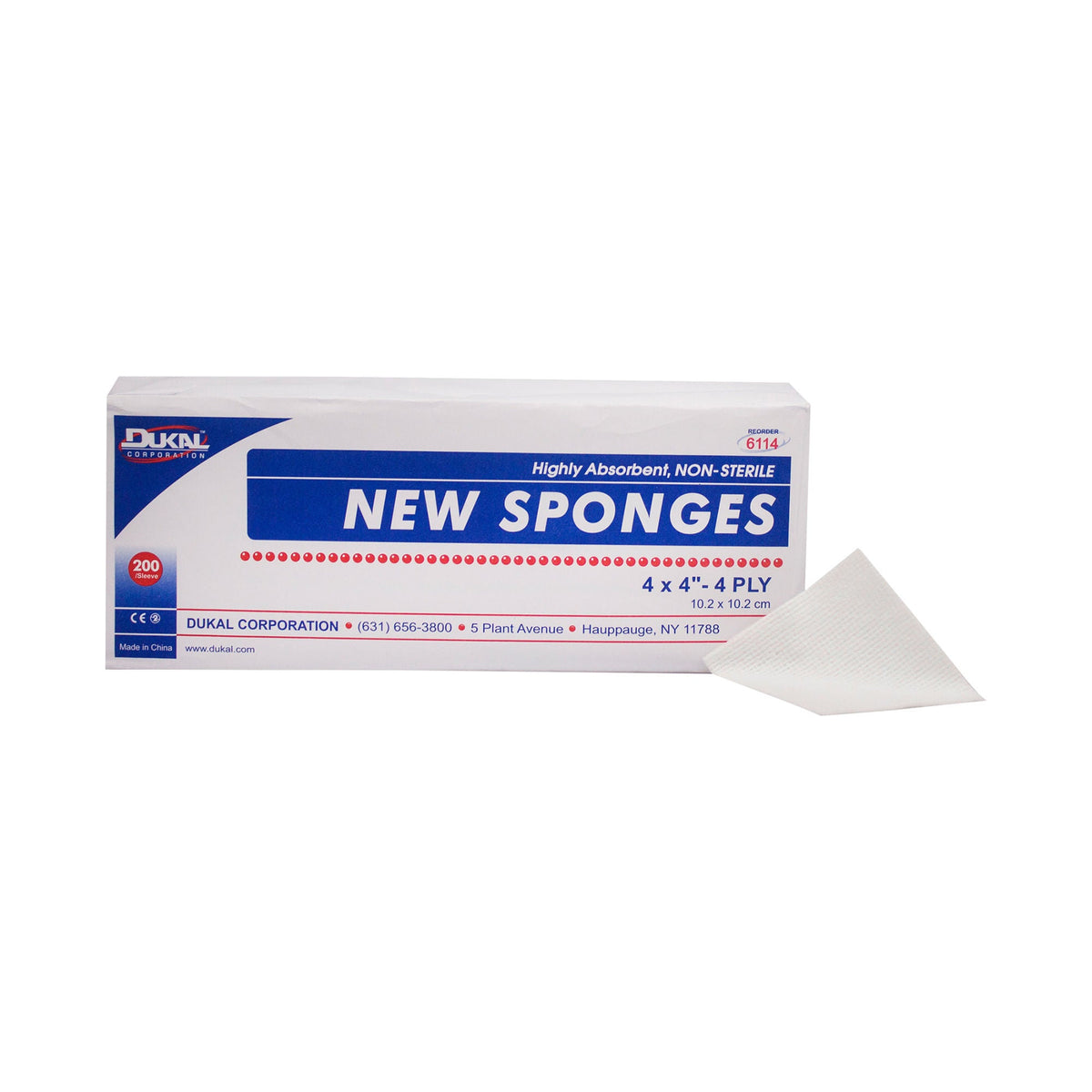 Dukal New Sponges Nonwoven, Non-Sterile, 4" x 4", 4-Ply - 6114 - LL Medico