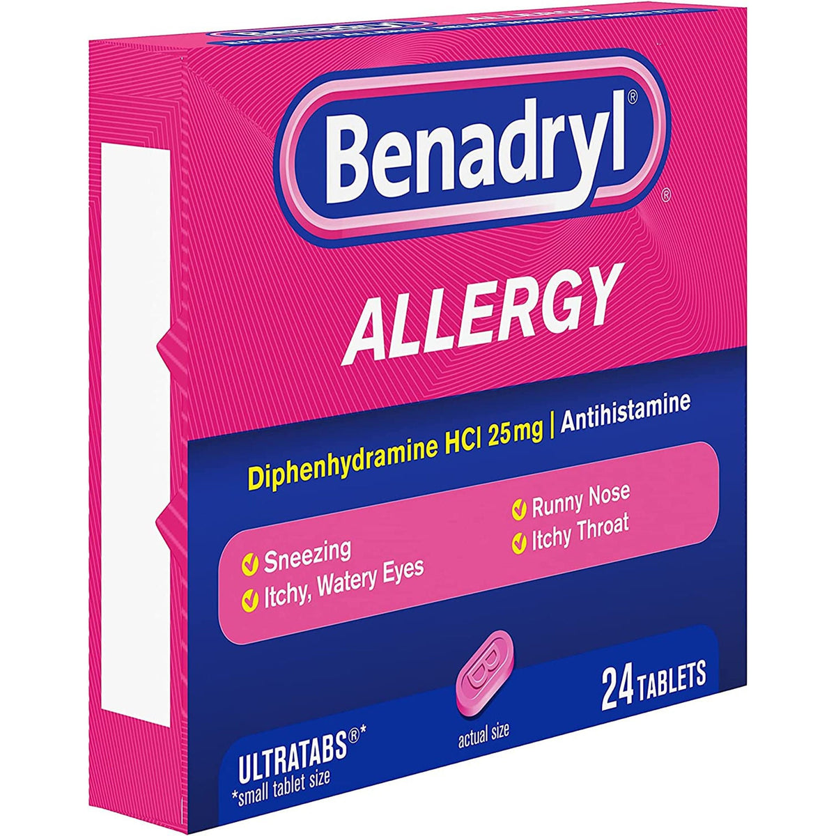 Benadryl Allergy Relief Tablets, Diphenhydramine HCl, 25 mg - 531703100 - LL Medico