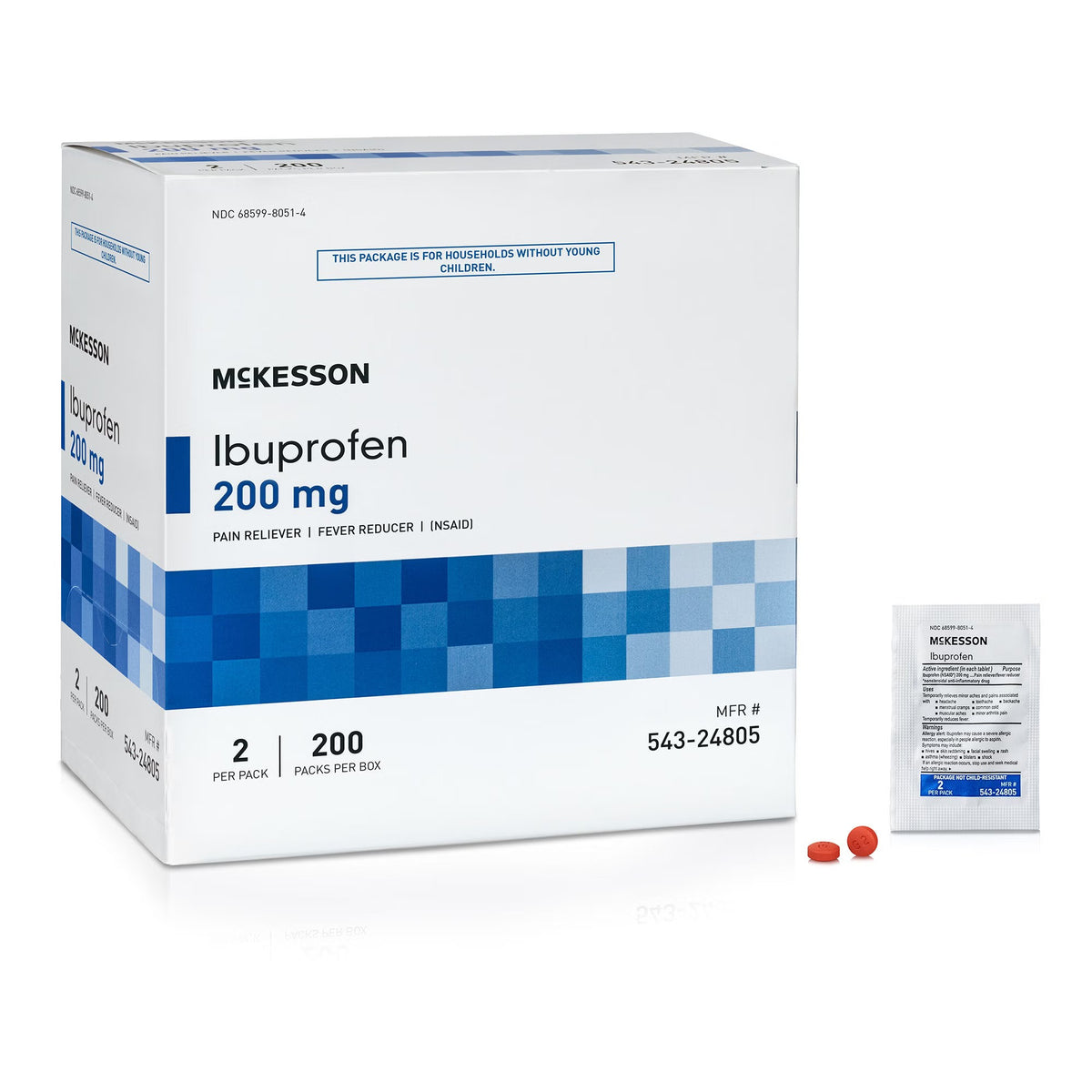 McKesson Ibuprofen Pain Relief, 200 mg, Unit Dose Tablet - 543-24805 - LL Medico