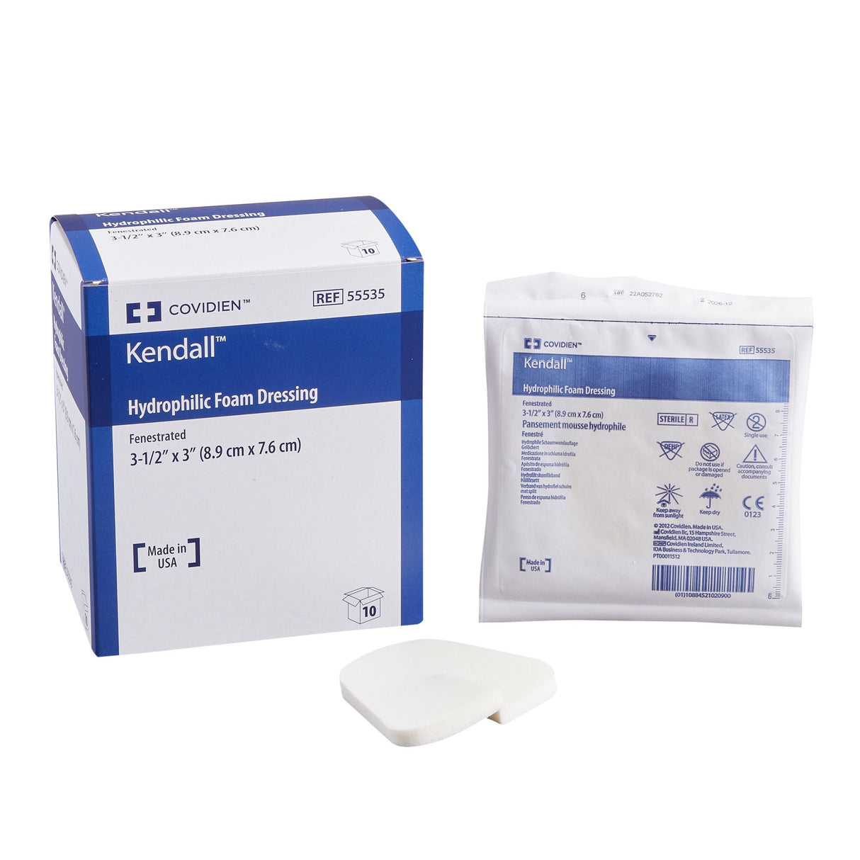 Kendall Adhesive without Border Foam Dressing, 3 x 3 Inch