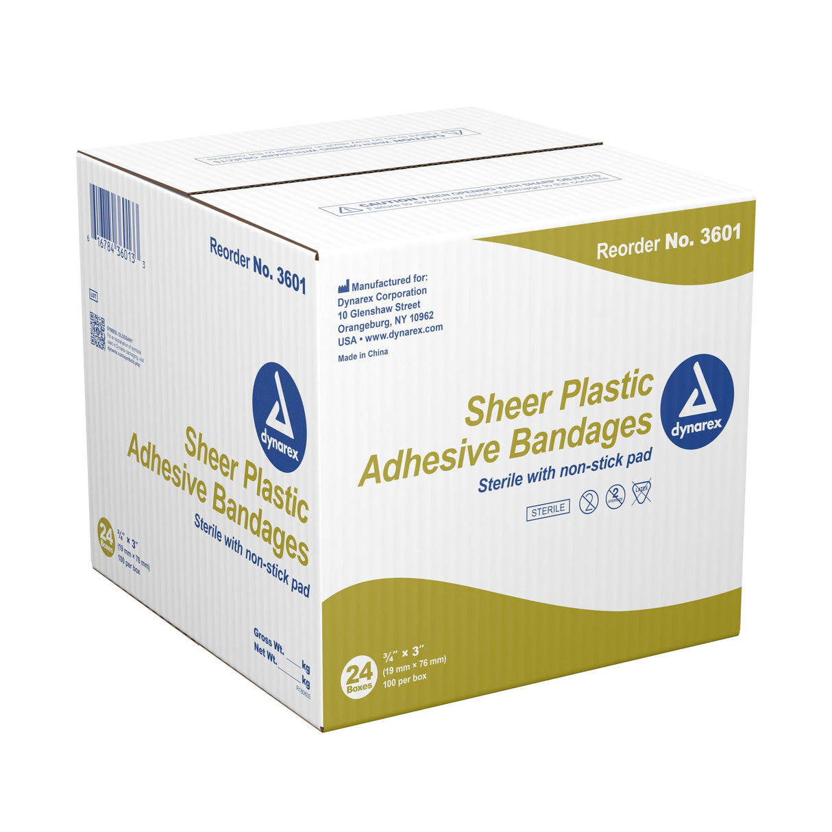 Dynarex Sheer Plastic Adhesive Bandages, 3/4" x 3" - 3601 - LL Medico