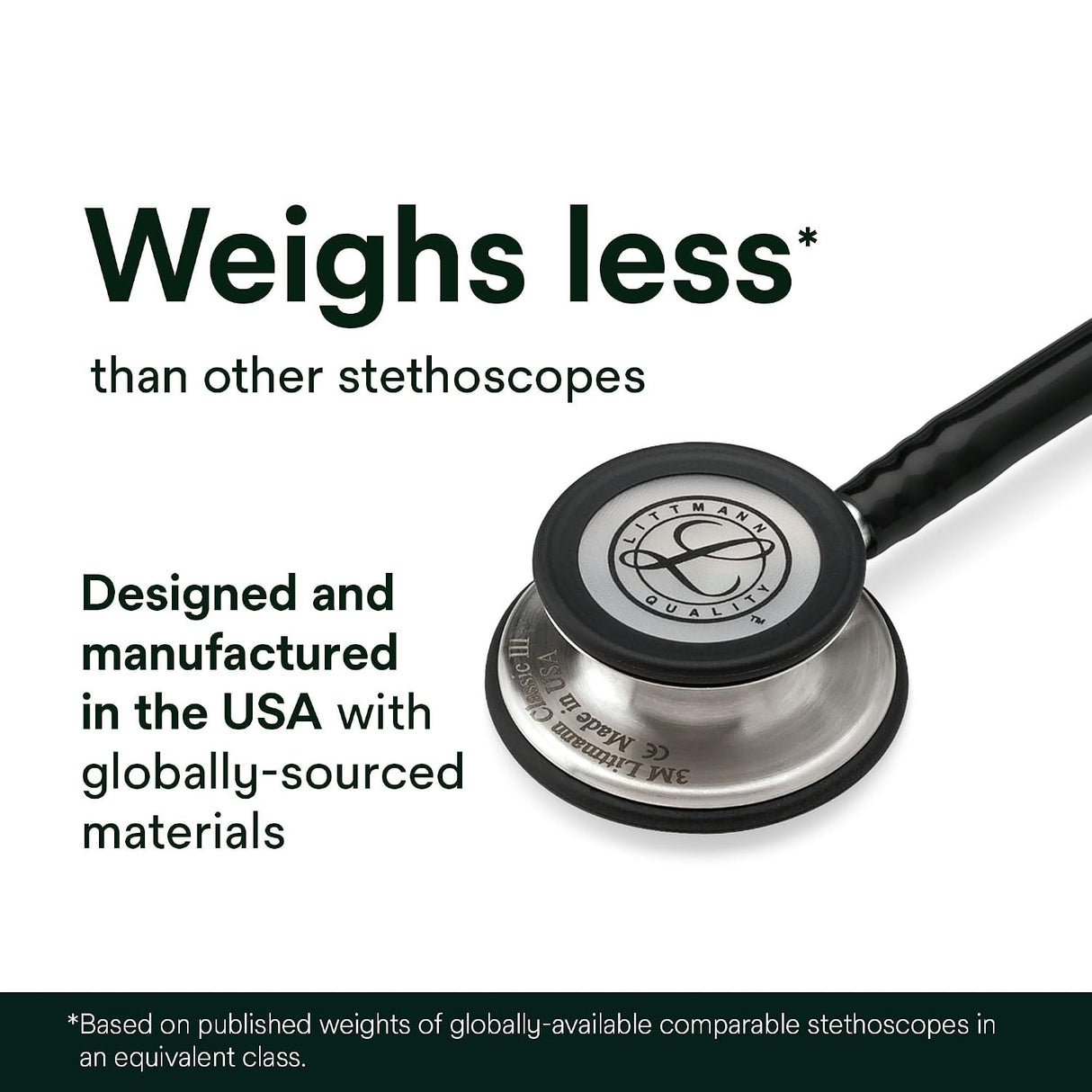 3M Littmann Classic III Monitoring Stethoscope, Black Edition, 27" Tube