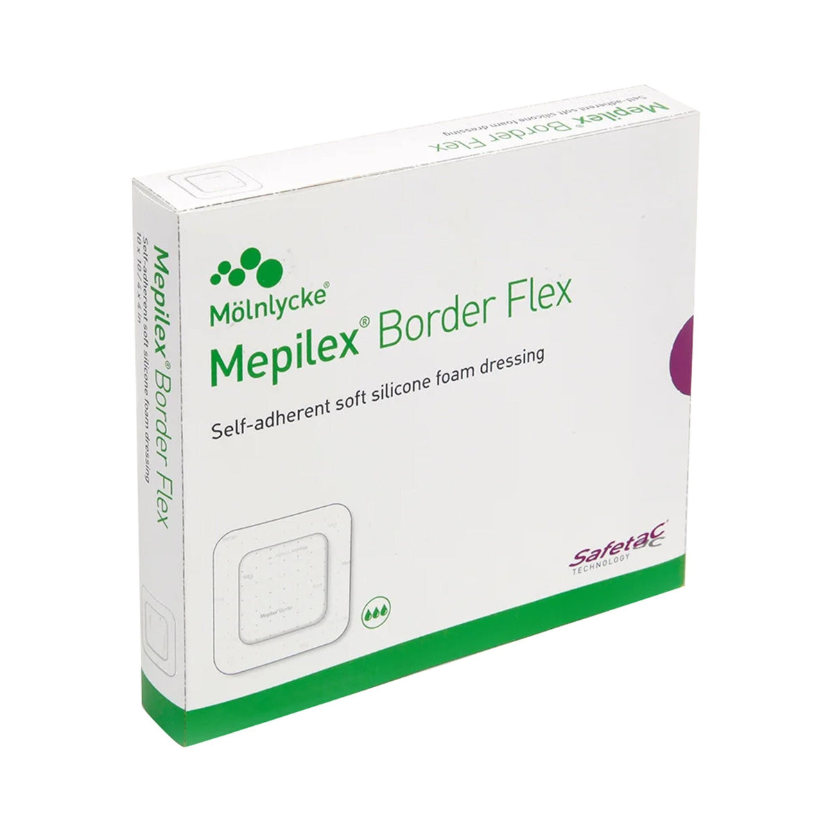 Molnlycke Mepilex Border Flex Silicone Adhesive Foam Dressing, 13 x 16 Centimeter