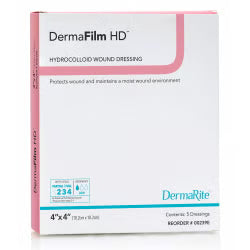 DermaRite DermaFilm HD Hydrocolloid Wound Dressing, 4" x 4" - 00239E - LL Medico