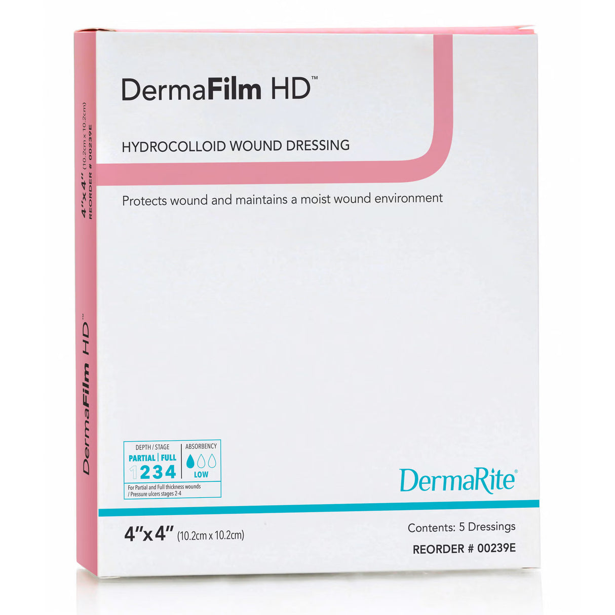 DermaRite DermaFilm HD Hydrocolloid Wound Dressing, 4" x 4" - 00239E - LL Medico