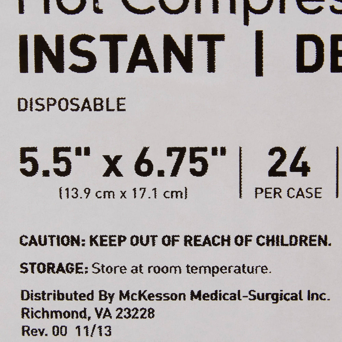McKesson Deluxe Instant Hot Pack, Disposable, Small, 5.5" x 6.75" - 59-57H - LL Medico