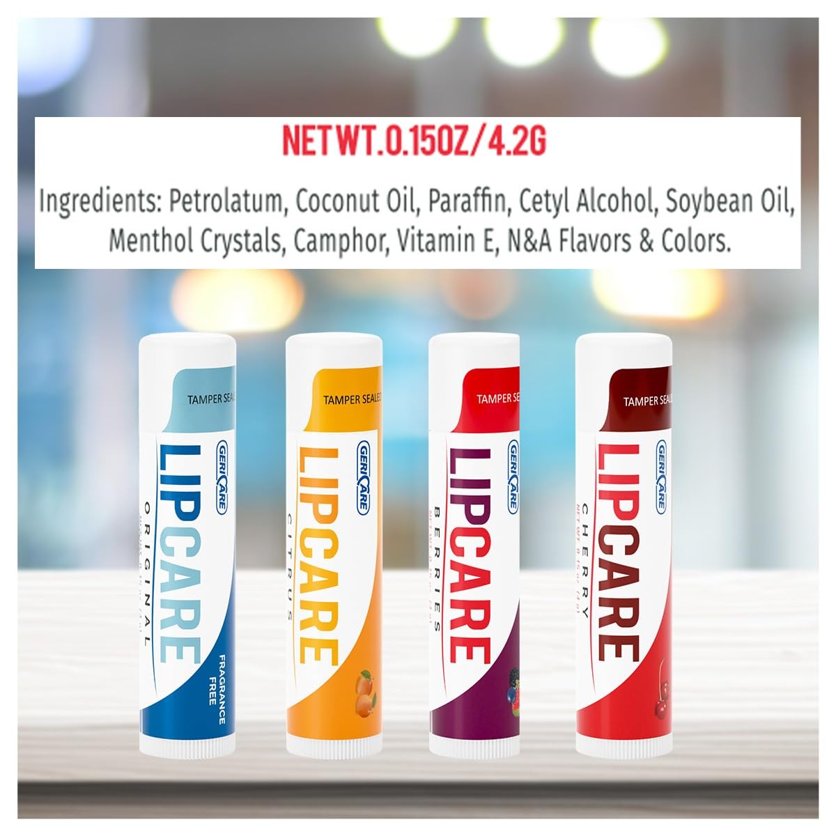 Geri-Care LipCare Lip Balm, Assorted Flavors, 0.15 oz