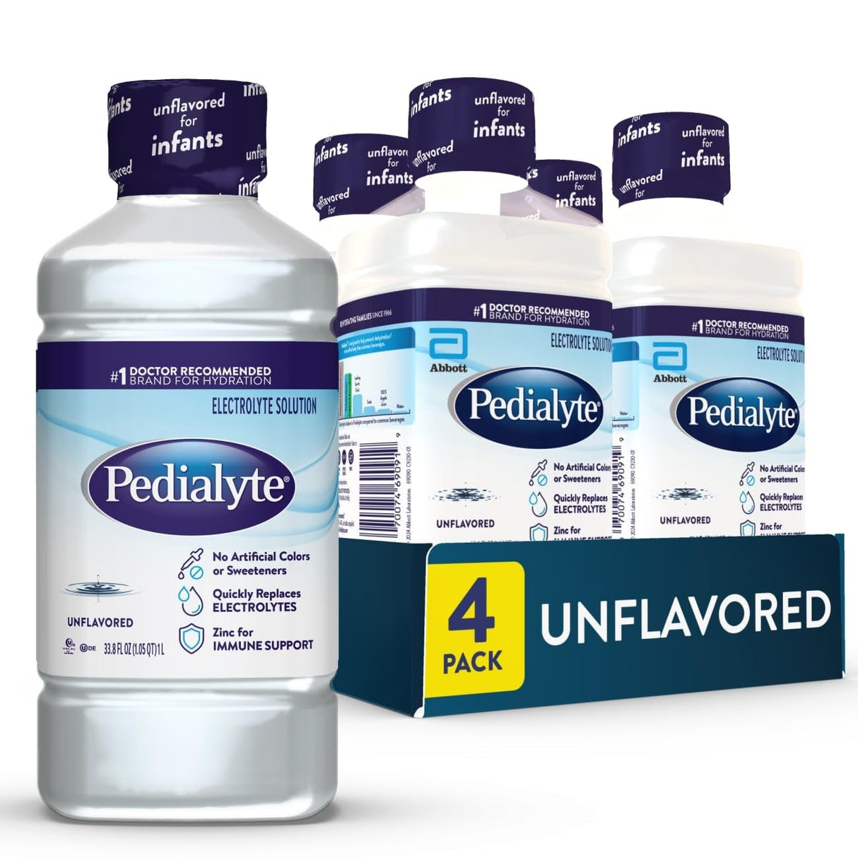 Pedialyte Oral Electrolyte Solution, Unflavored, 2 oz