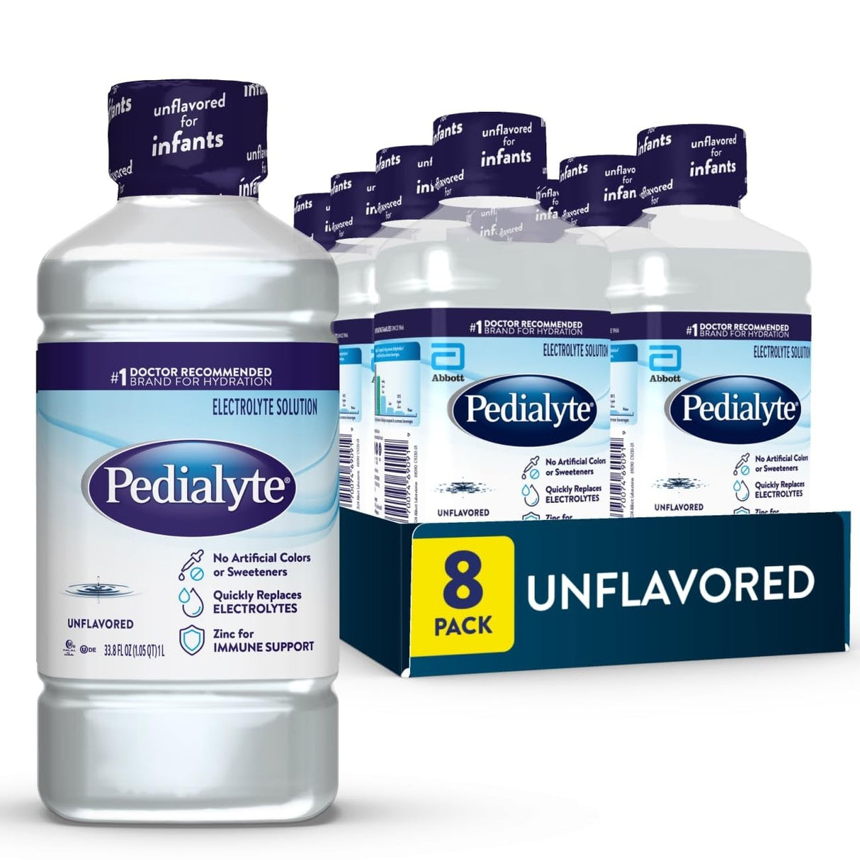 Pedialyte Oral Electrolyte Solution, Unflavored, 2 oz