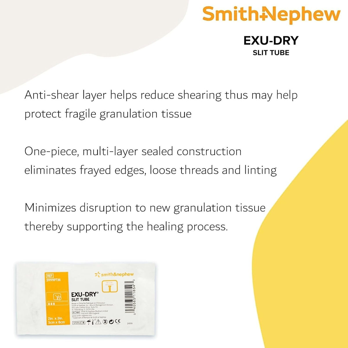 Smith & Nephew Exu-Dry Slit Tube Wound Dressing, 2 x 3 inch