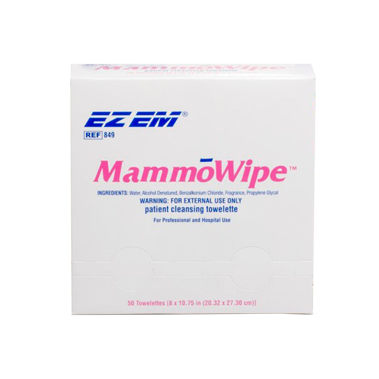 EZ EM MammoWipe Patient Cleansing Towelette, Scented, Non-Sterile, 5" x 5" - 600103 - LL Medico