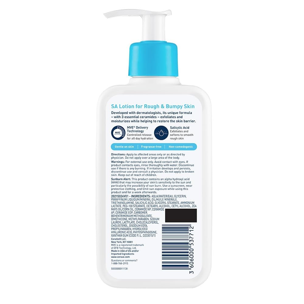 CeraVe SA Lotion for Rough and Bumpy Skin Unscented, 8 Fl Oz