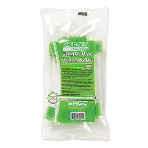 Toothette Plus Oral Swabs Foam Tip, Green, Untreated, Pack of 20