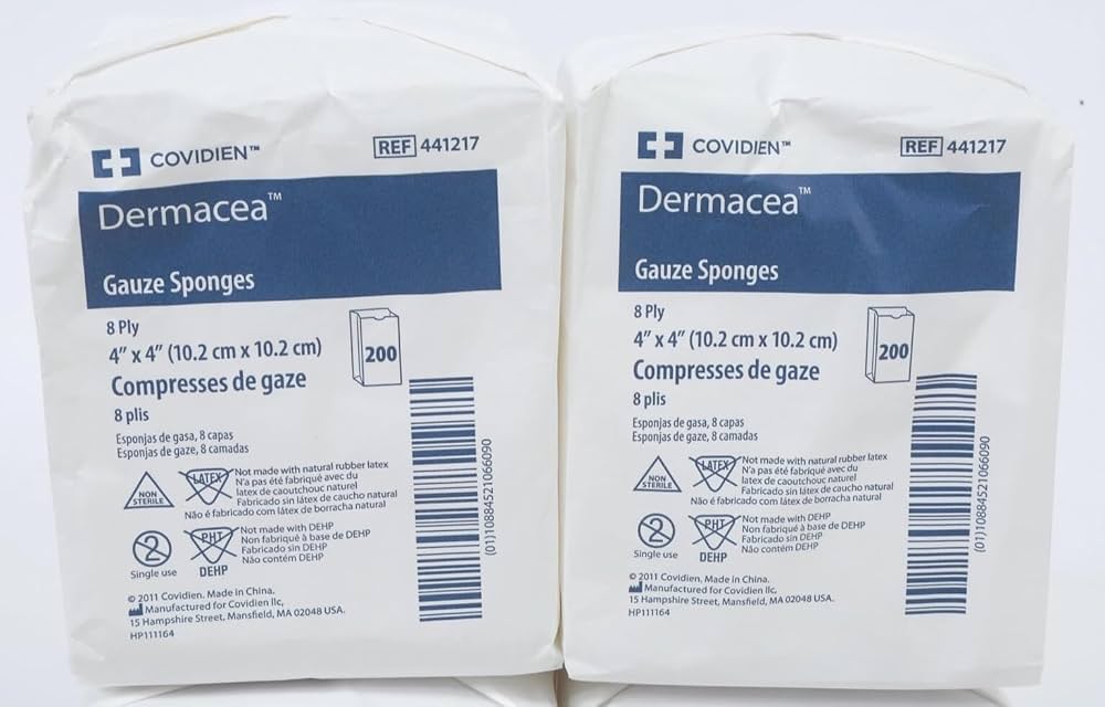 Dermacea Sterile Gauze Sponge, 4 x 4 Inch, Eight-Ply