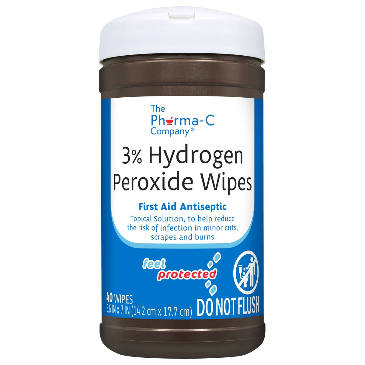 Pharma-C-Wipes 3% Hydrogen Peroxide Antiseptic Skin Wipes, Towelette Canister - 63-13271 - LL Medico