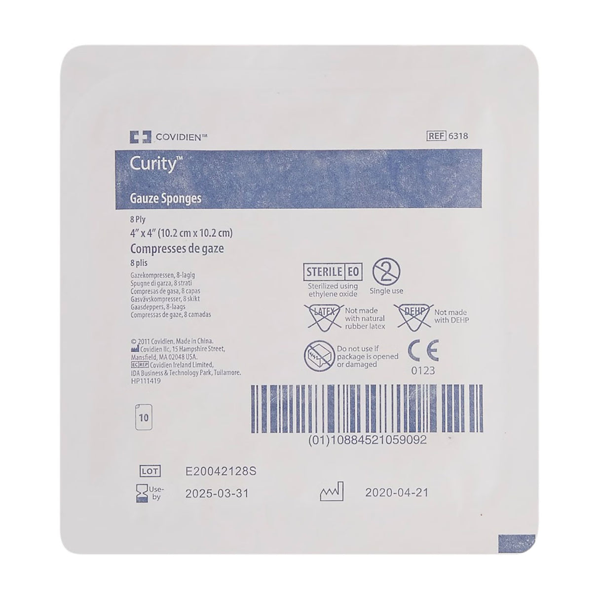 Cardinal Health Curity Sterile USP Type VII Gauze Sponge, 4 x 4 Inch, Eight-Ply