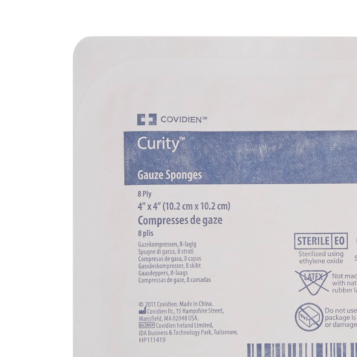 Cardinal Health Curity Sterile USP Type VII Gauze Sponge, 4 x 4 Inch, Eight-Ply