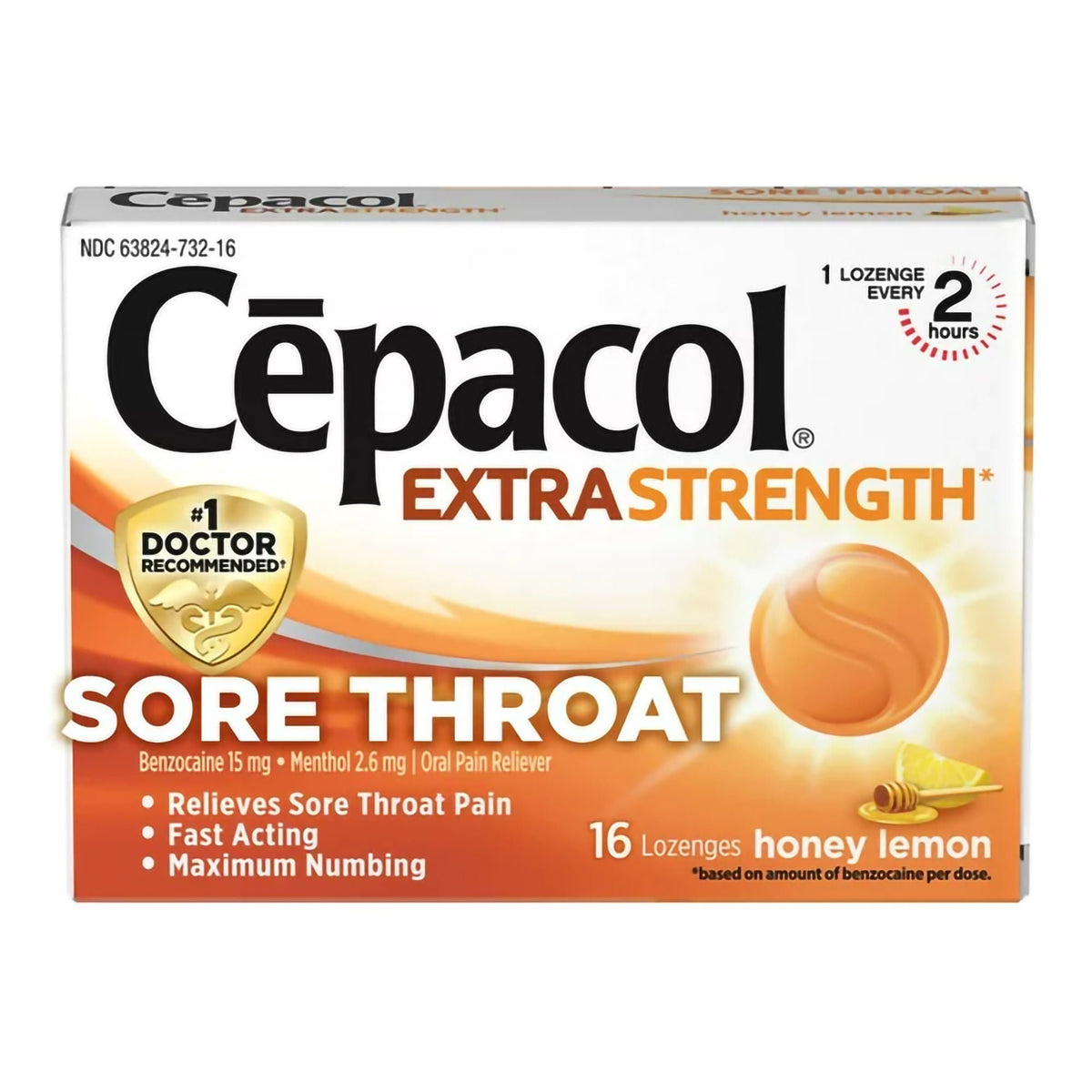 Cepacol Extra Strength Sore Throat Relief Lozenges, Benzocaine 15 mg / Menthol 2.6 mg - 63824073216 - LL Medico