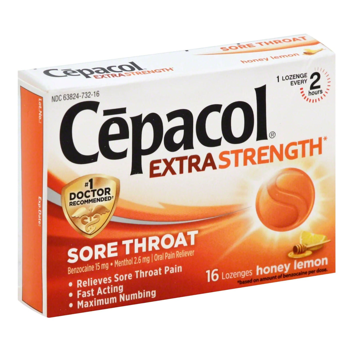 Cepacol Extra Strength Sore Throat Relief Lozenges, Benzocaine 15 mg / Menthol 2.6 mg - 63824073216 - LL Medico