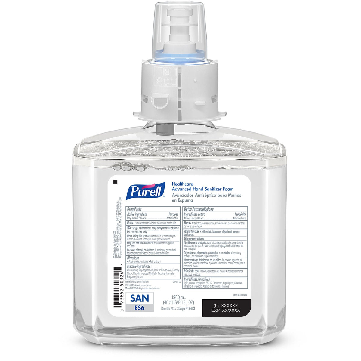 Purell Advanced Hand Sanitizer Foam, ES6 Dispenser Refill, 1200 mL, Case of 2 - 6453-02 - LL Medico