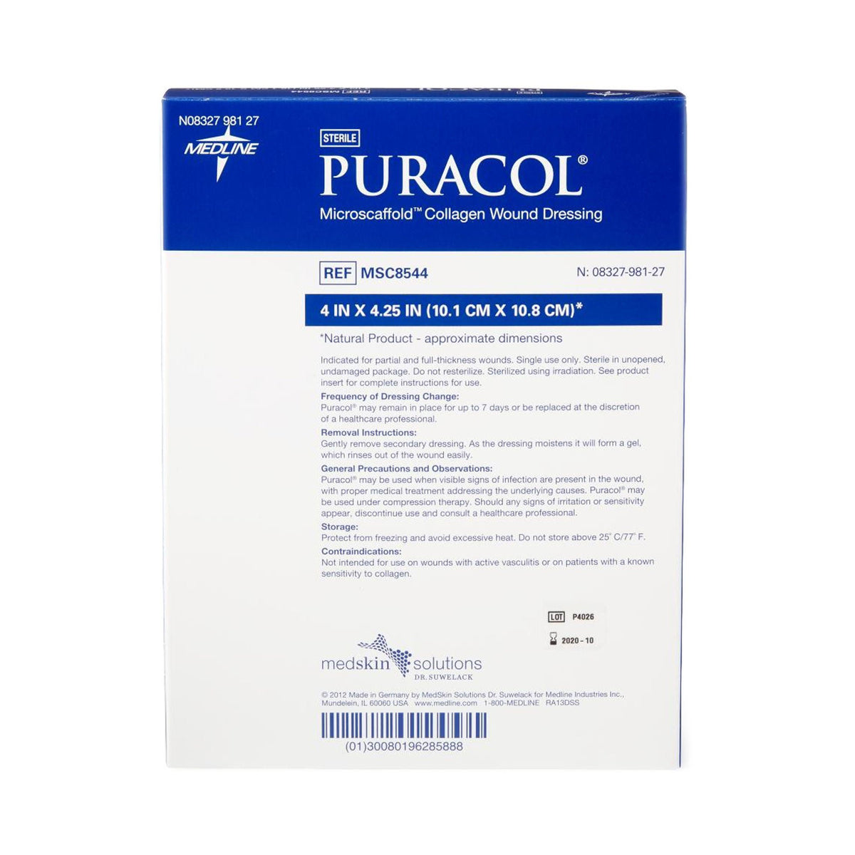 Puracol Collagen Wound Dressing, Sterile - MSC8544-Single - LL Medico