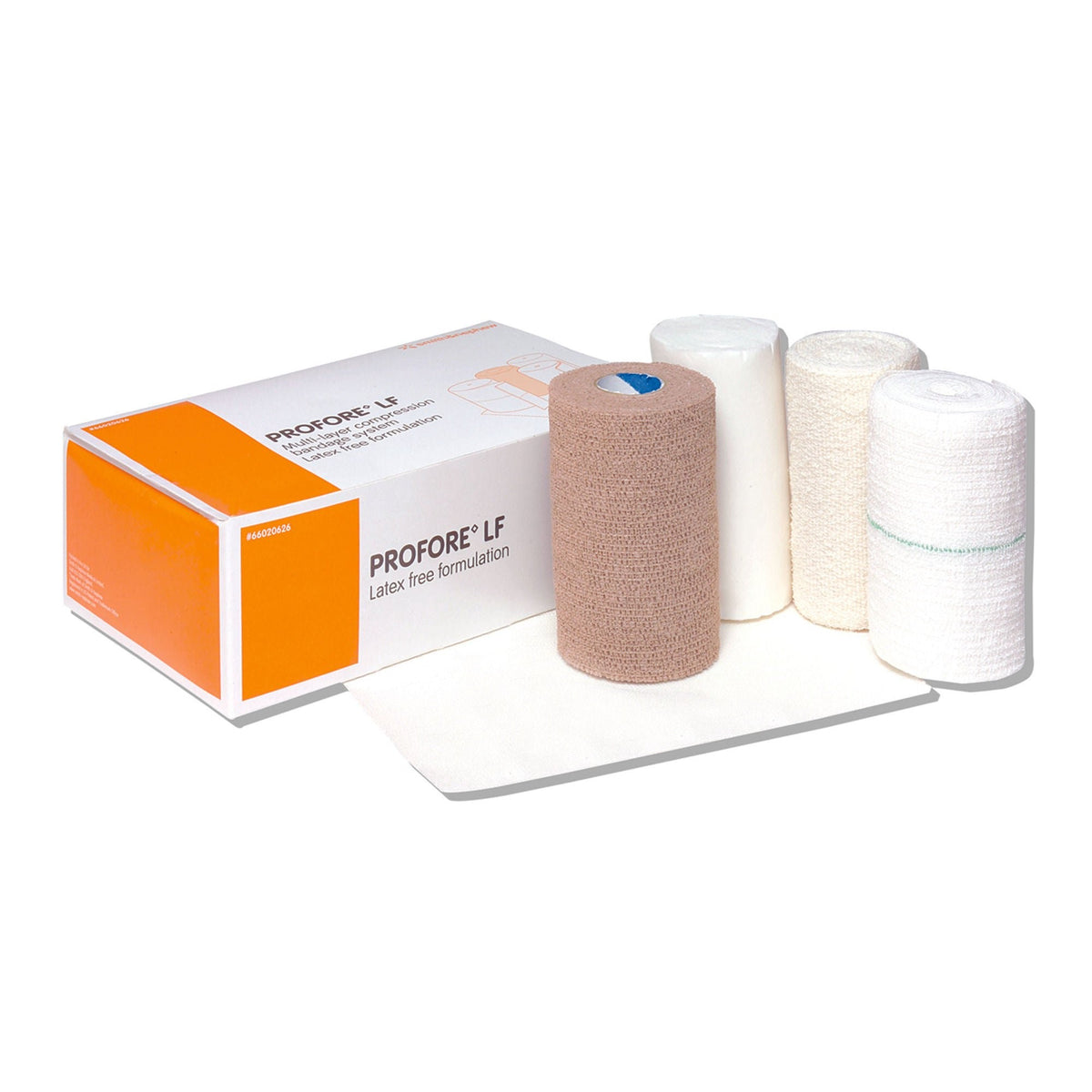 Profore LF, 4-Layer Compression Bandage System, 9 x 5.7 x 2.9", Self-Adherent / Tape Closure, Tan / White, Elastic / Fabric, NonSterile - 66020626-Single - LL Medico