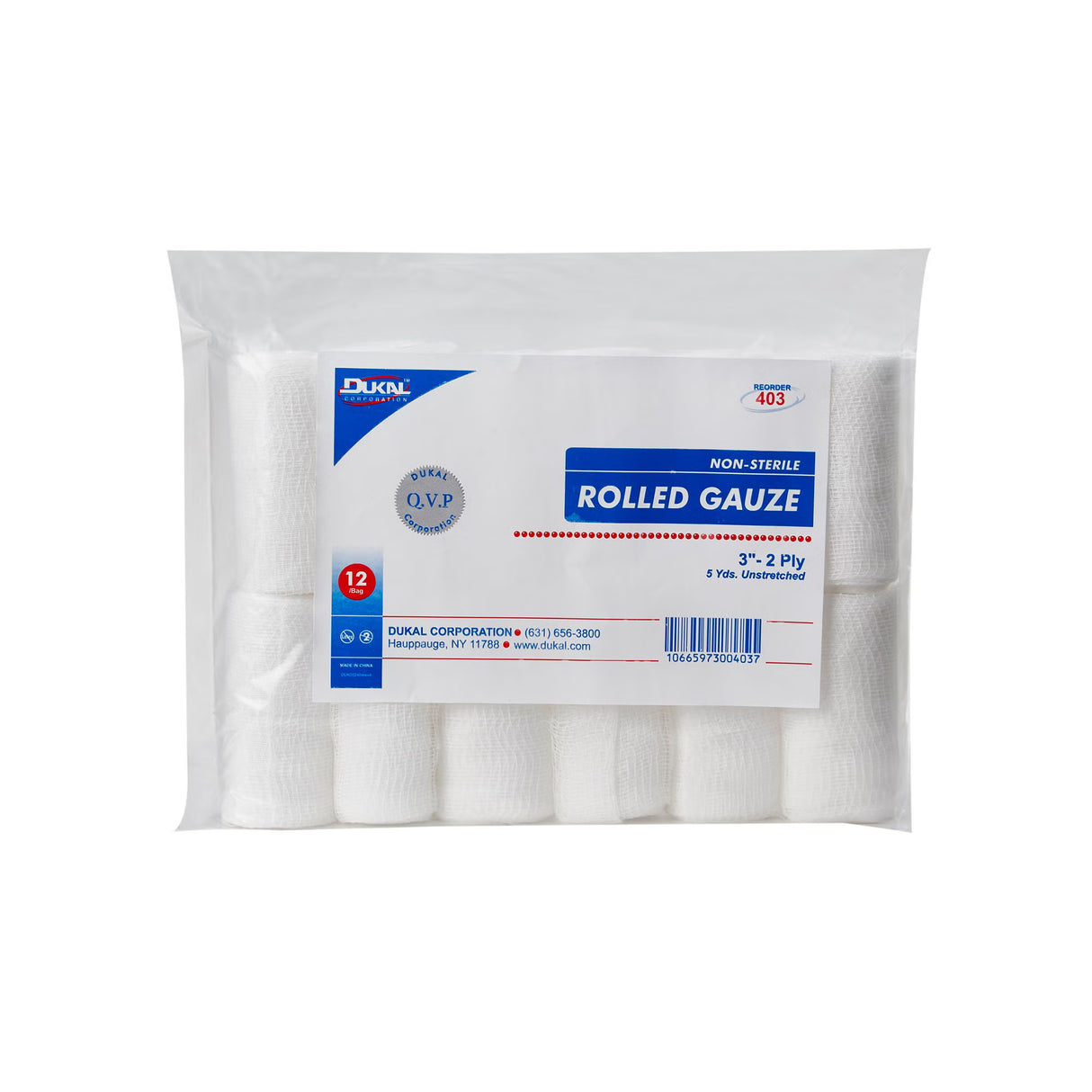 Dukal Rolled Gauze Bandage, Sterile, 3" x 5 Yard, 2-Ply - 403 - LL Medico