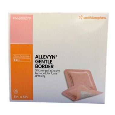Allevyn Gentle Border Silicone Foam Dressing, 5 x 5 Inch