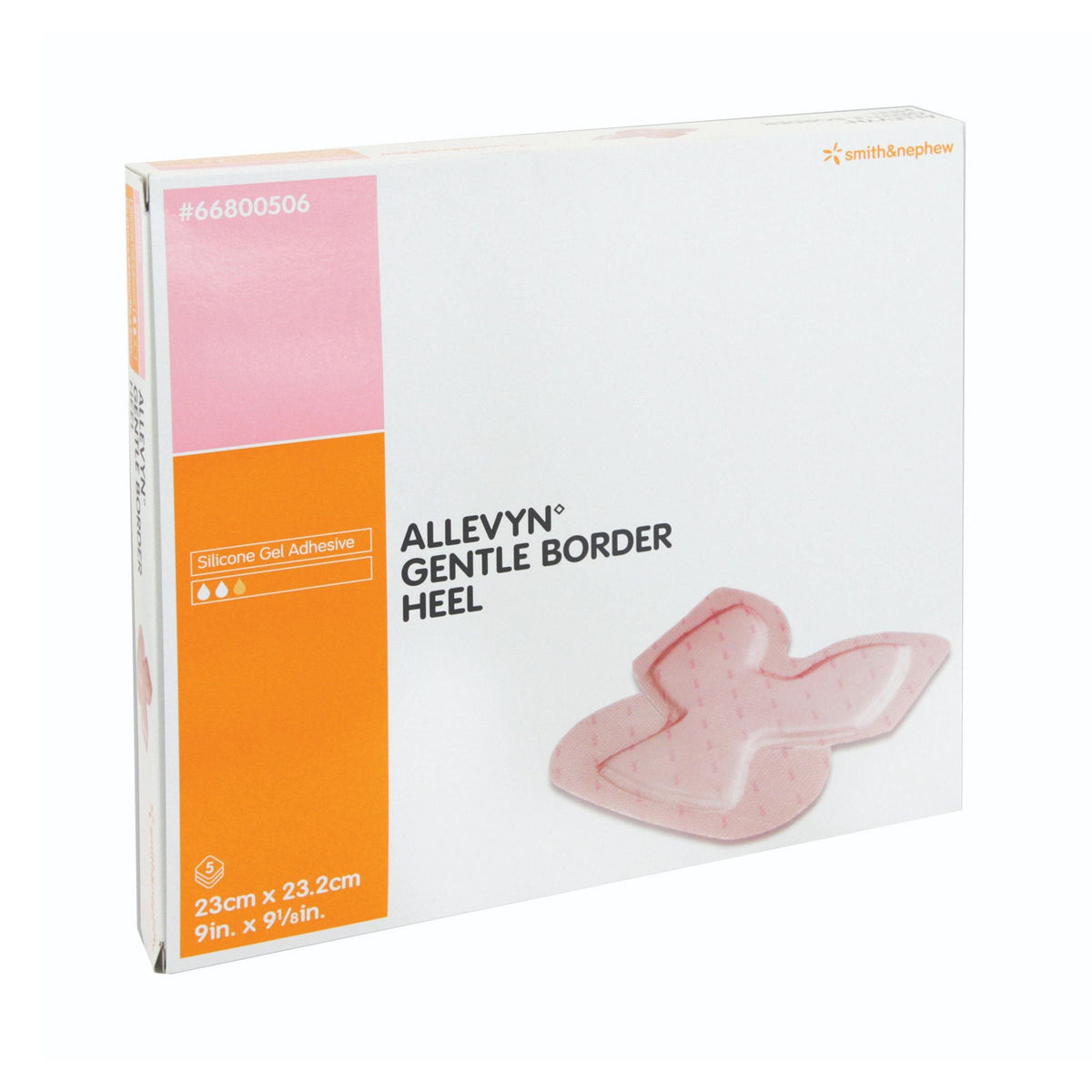 Allevyn Gentle Border Heel, Foam Dressing, 9 x 9.125", Pink, Hydrocellular Foam, Silicone Gel Adhesive, Sterile - 66800506-Single - LL Medico