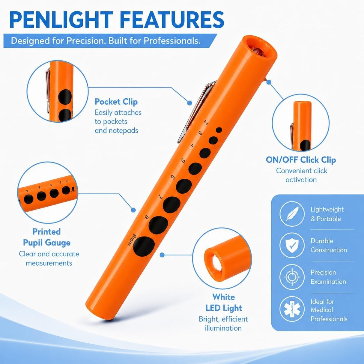 Bovie Disposable Penlight with Pupil Gauge, 6 Count