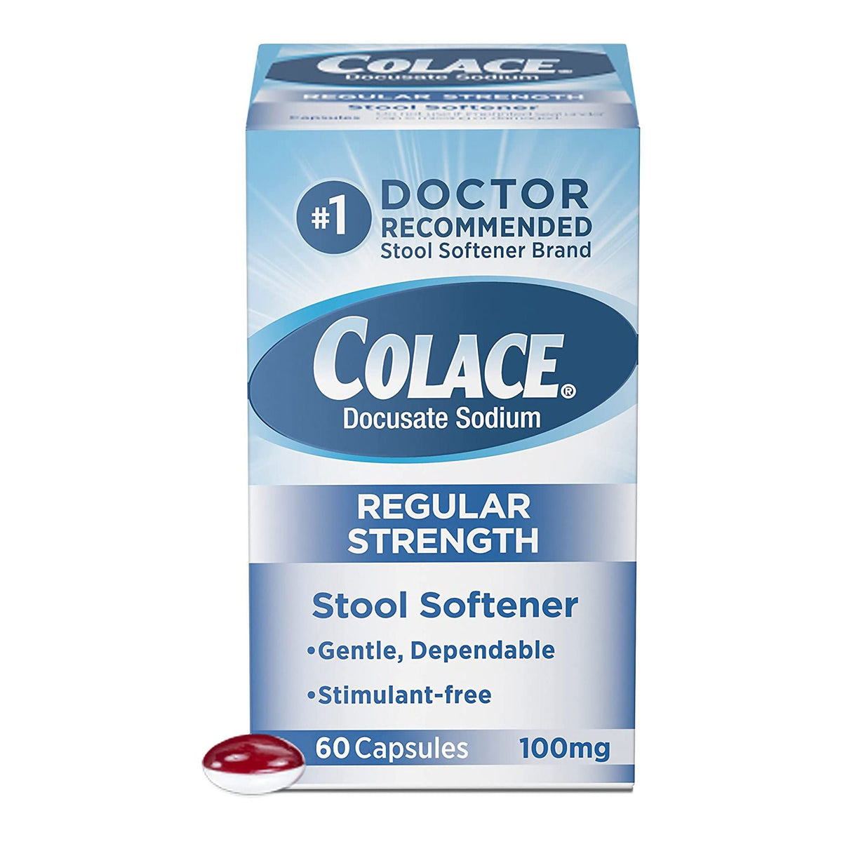 Colace Stool Softener, Docusate Sodium 100 mg, Capsule - 67618010160 - LL Medico