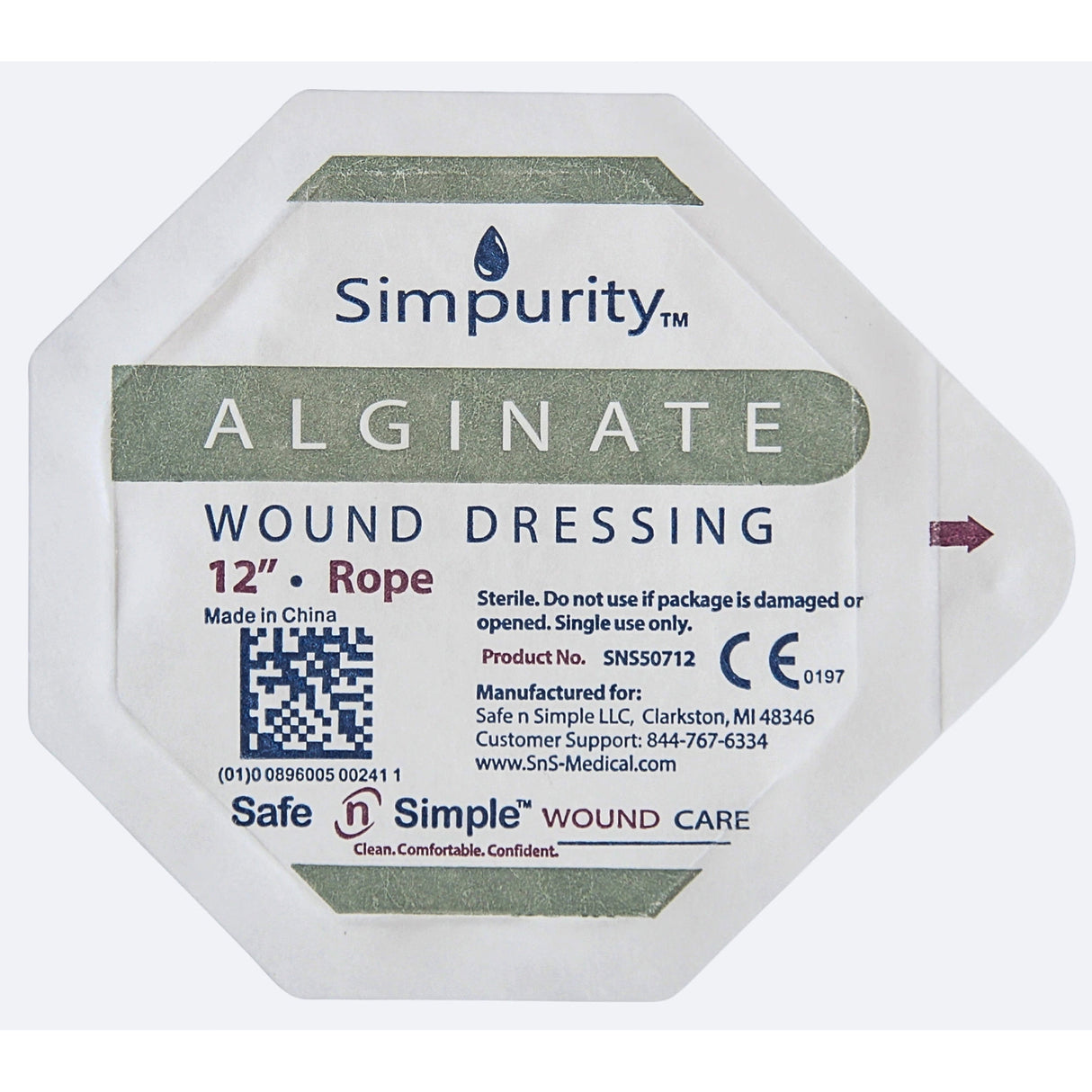 Simpurity Alginate Dressing, 4 x 8 Inch