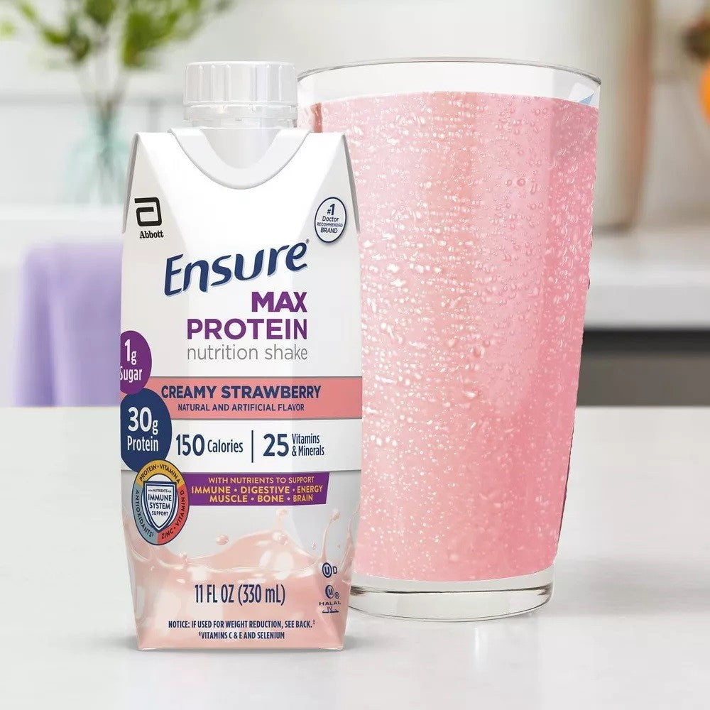 Ensure Max Protein Nutrition Shake, Creamy Strawberry, 11 oz