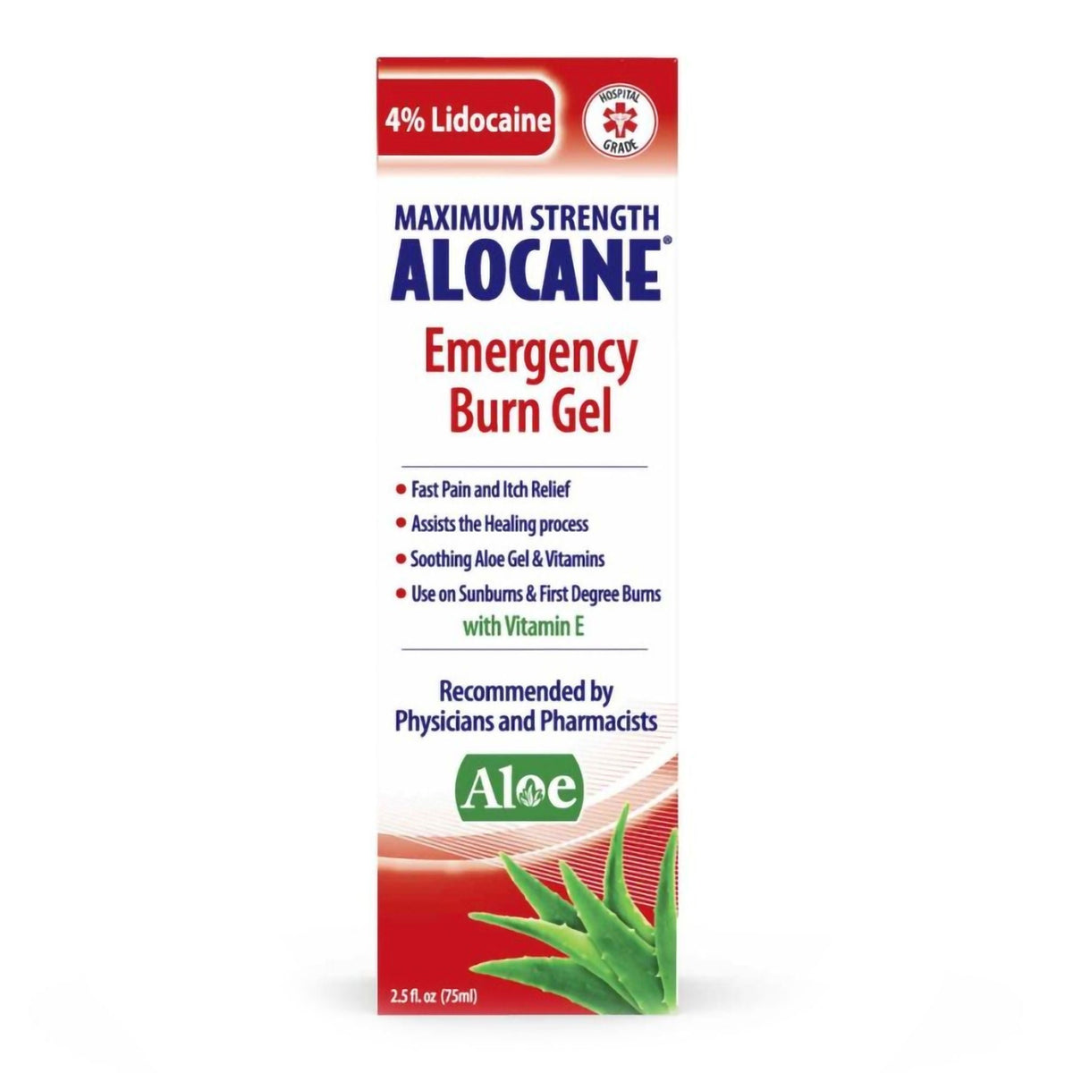 Alocane Maximum Strength Emergency Burn Gel, Lidocaine HCl / Benzalkonium Chloride, 2.5 oz Tube - 68229040602 - LL Medico