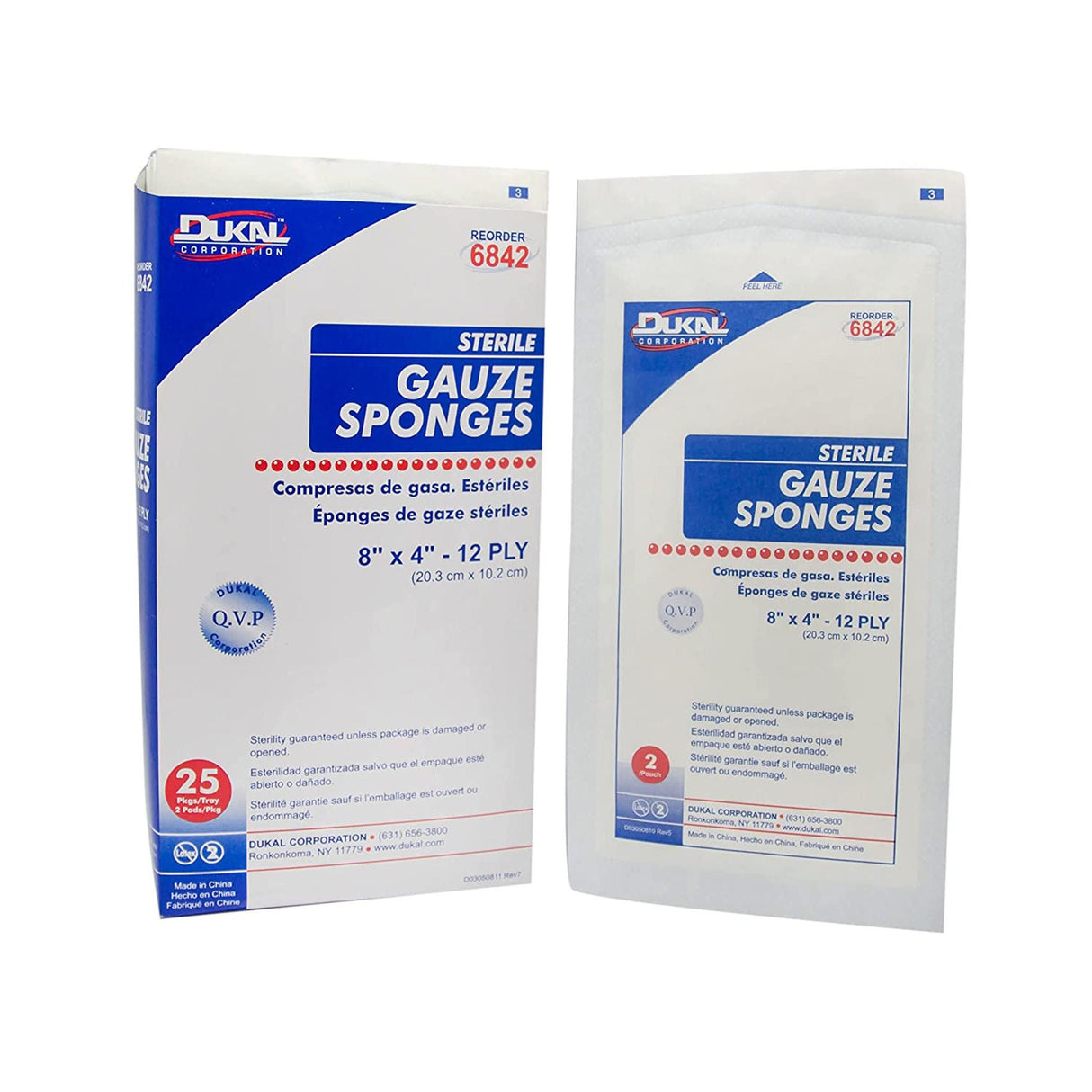 Dukal Sterile Gauze Sponge, 4 x 8 Inch, 12-Ply