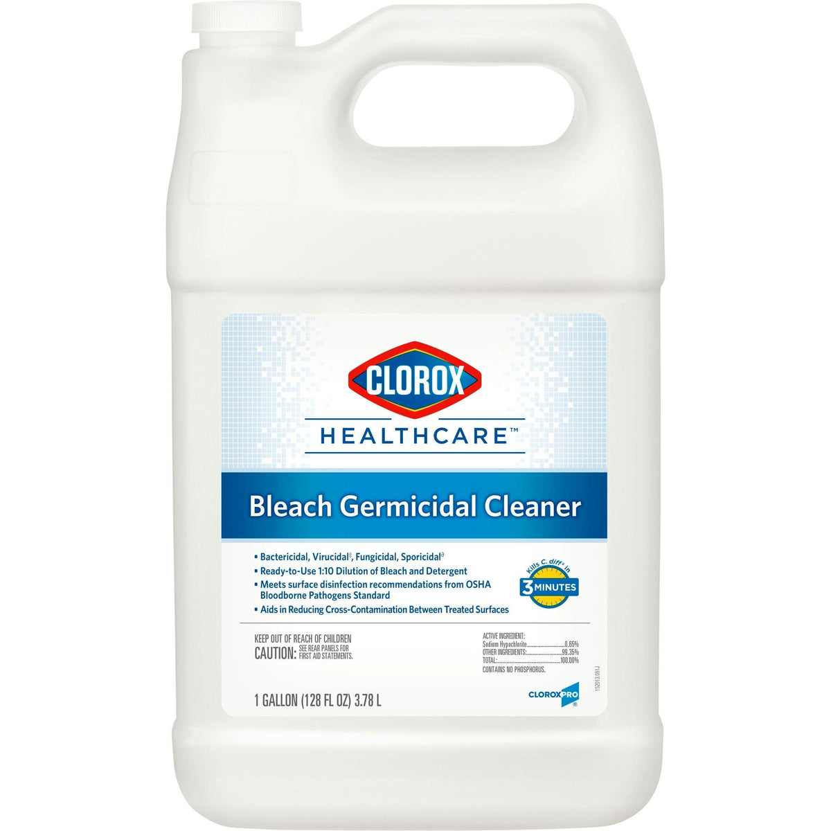 Clorox Healthcare Bleach Germicidal, Surface Disinfectant Cleaner Refill, Manual Pour Liquid, 1 gal. Jug, Fruity Floral Bleach Scent, Nonsterile - 68978 - LL Medico