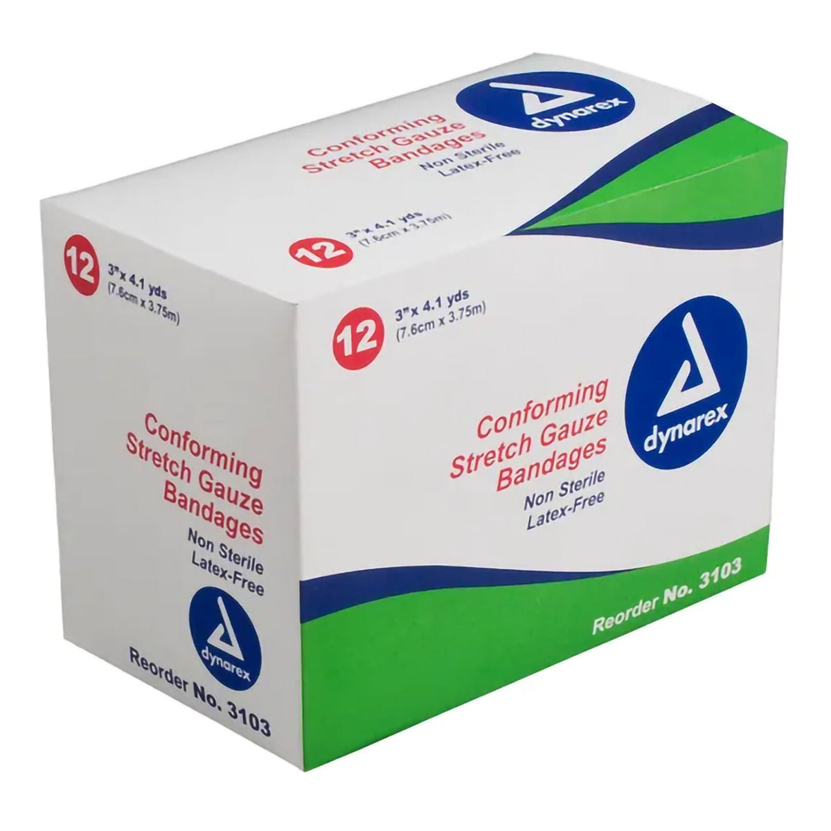 Dynarex Conforming Stretch Gauze Bandages, 3" x 4.1 Yard - 3103 - LL Medico