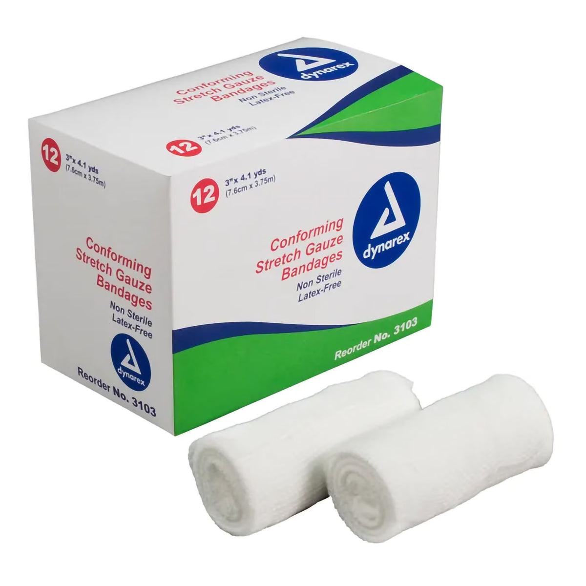 Dynarex Conforming Stretch Gauze Bandages, 3" x 4.1 Yard - 3103 - LL Medico