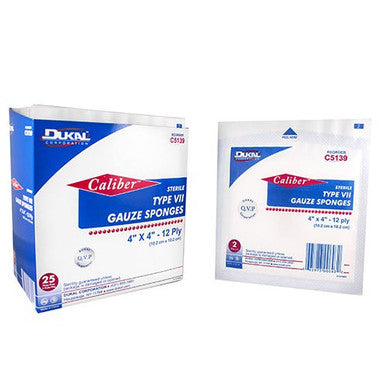 Dukal Sterile USP Type VII Gauze Sponge, 4 x 4 Inch, 12-Ply