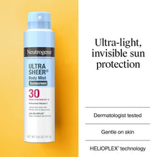 Neutrogena Ultra Sheer Body Mist Sunscreen Spray SPF 30, 5 oz