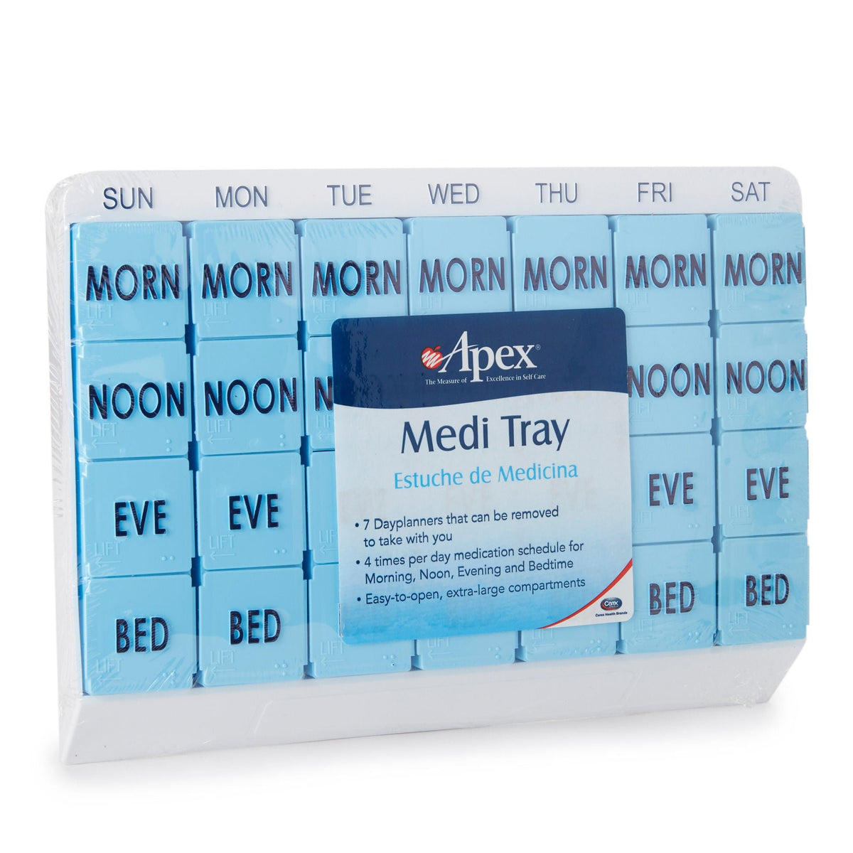 Apex Medi Tray Pill Organizer, 7 Day, 4 Dose, Morn Noon Eve Bed - 70027L - LL Medico