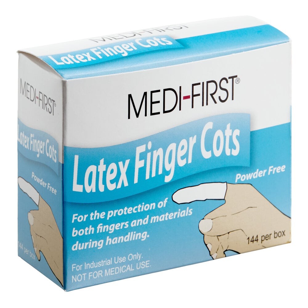 Medique Medi-First Latex Finger Cots, Large, 144 Per Box - 70035 - LL Medico