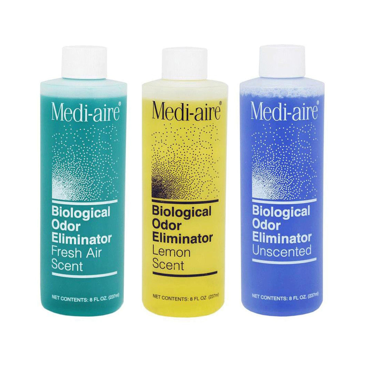Medi-aire Biological Odor Eliminator, Deodorizer, Unscented, Liquid, Alcohol Based, 8 oz Bottle - 7018U - LL Medico