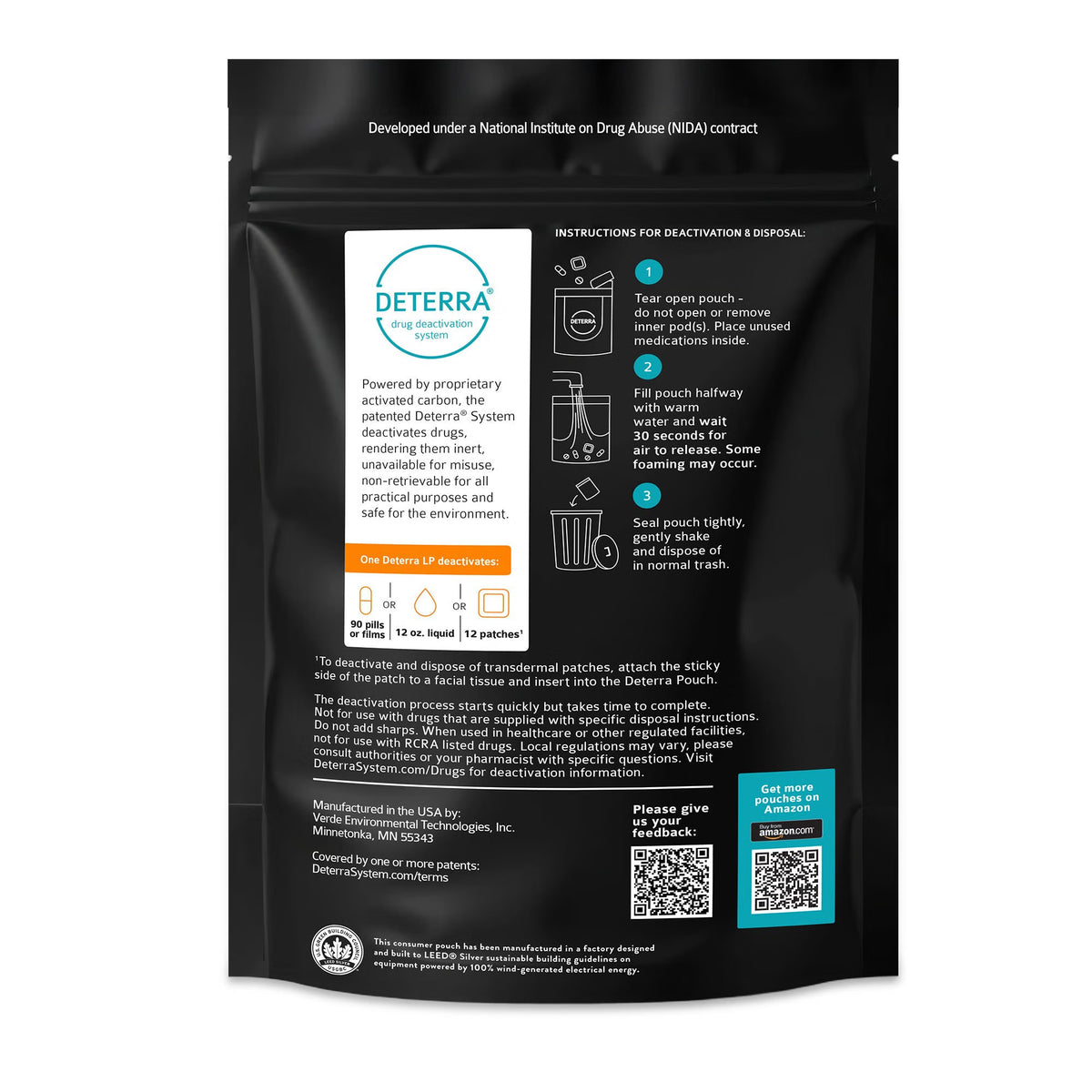 Deterra Drug Disposal Pouch, Large, 90 Pill or 12 Patch or 12 oz Liquid Capacity - 7025-CASE - LL Medico