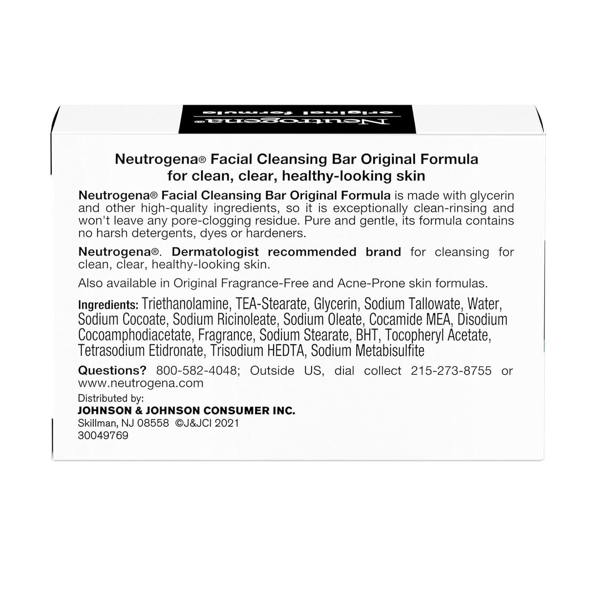 Neutrogena Original Formula Transparent Facial Bar, Unscented, 3.5 oz