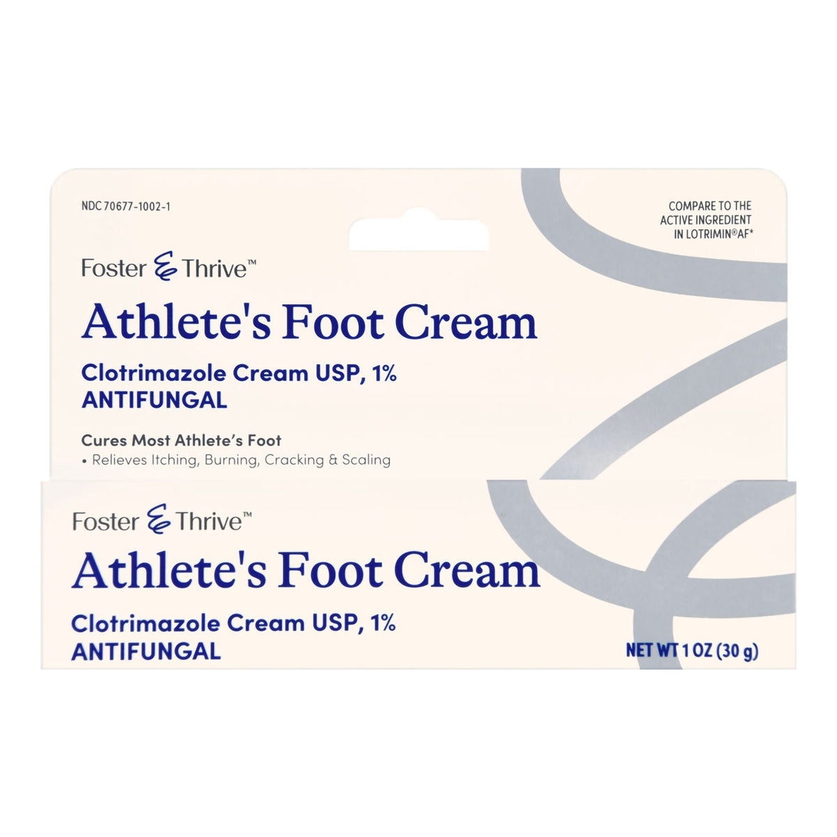 Foster & Thrive Athlete's Foot Cream, 1% Clotrimazole, 1 oz Tube - 70677100201 - LL Medico